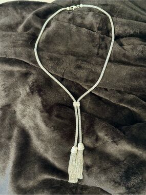 Judith Ripka Sterling Silver CZ Verona Tassel Lariat Necklace